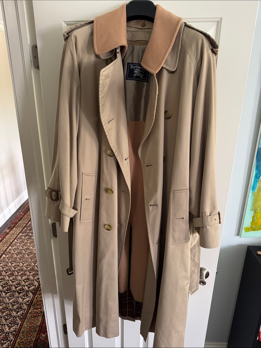 Burberry Classic Belted Trench Coat with Tan Collar